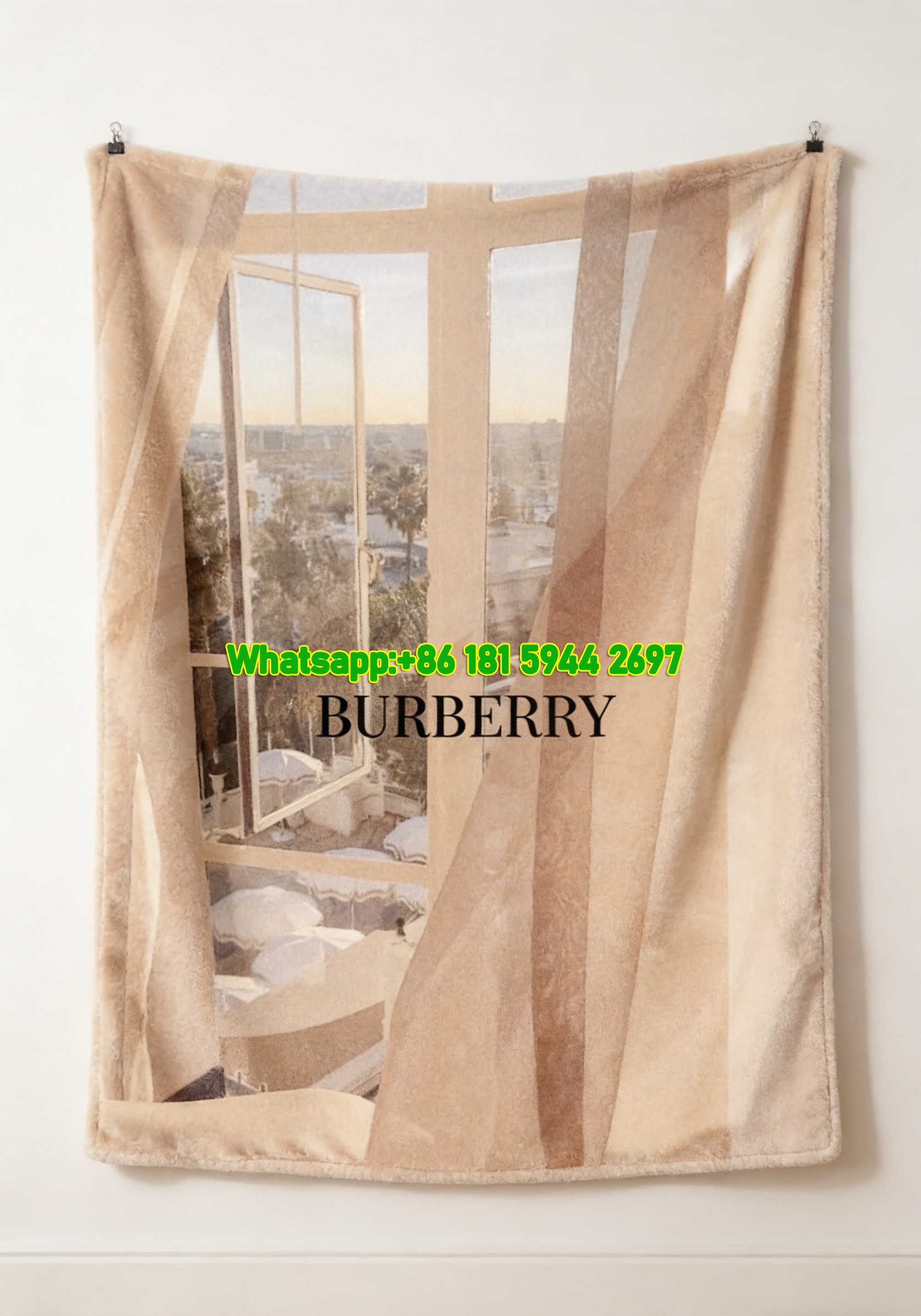 Burberry Window View Print Flannel Sofa Throw Blanket for Wall Decor B066
